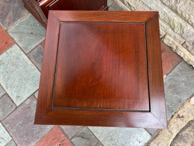 Gorgeous Pair Chinoiserie Rosewood Ottoman Stool Mid Century