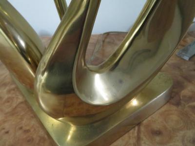 Gorgeous Pair Solid Brass Mid Century Modern Stylized Swan Lamps