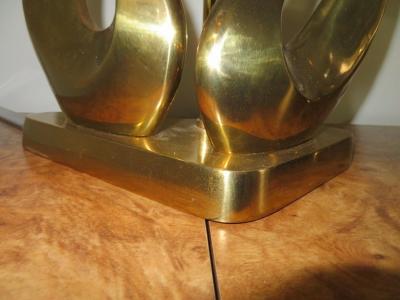 Gorgeous Pair Solid Brass Mid Century Modern Stylized Swan Lamps