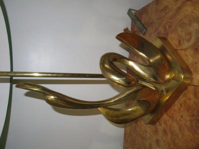 Gorgeous Pair Solid Brass Mid Century Modern Stylized Swan Lamps