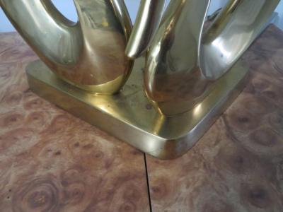 Gorgeous Pair Solid Brass Mid Century Modern Stylized Swan Lamps