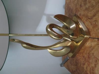 Gorgeous Pair Solid Brass Mid Century Modern Stylized Swan Lamps