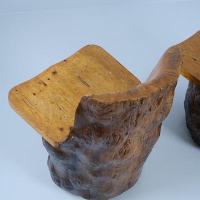 Gorgeous Pair of Organic Hand Carved Finnish Tree Trunk Chairs Finland