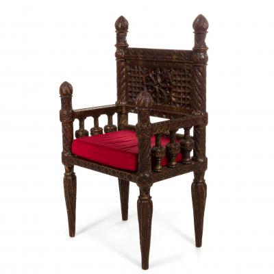 Gothic Revival Burgundy Arm Chair