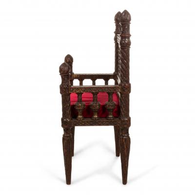 Gothic Revival Burgundy Arm Chair