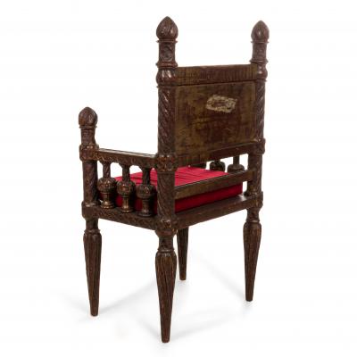 Gothic Revival Burgundy Arm Chair