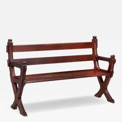 Gothic Revival Carved Walnut Settee Bench United States circa 1890