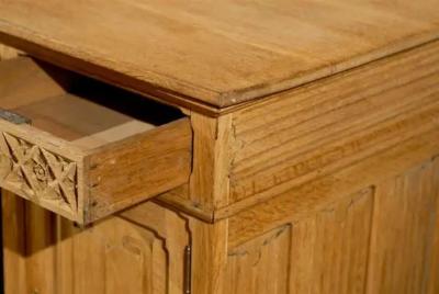 Gothic Revival English Desk of Bleached Oak with Linenfold Motifs circa 1830