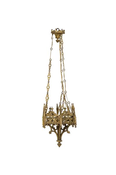 Gothic Revival Gilt Bronze Sanctuary Chandlier