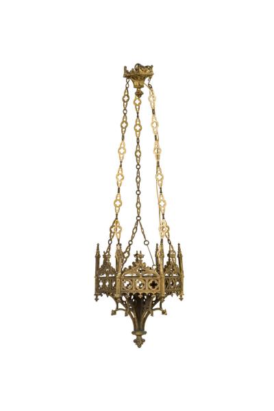 Gothic Revival Gilt Bronze Sanctuary Chandlier