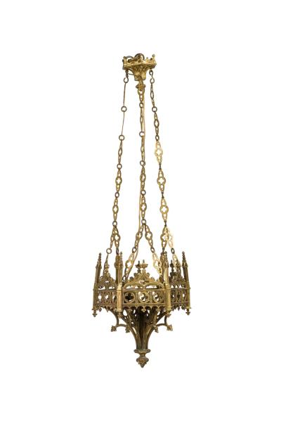 Gothic Revival Gilt Bronze Sanctuary Chandlier