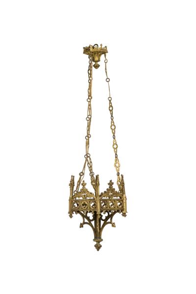 Gothic Revival Gilt Bronze Sanctuary Chandlier
