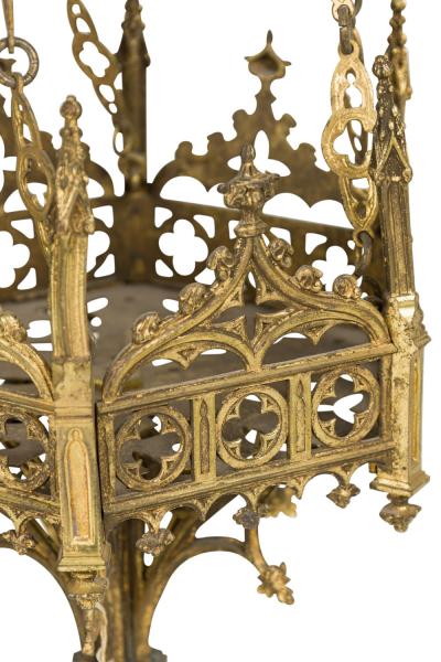 Gothic Revival Gilt Bronze Sanctuary Chandlier