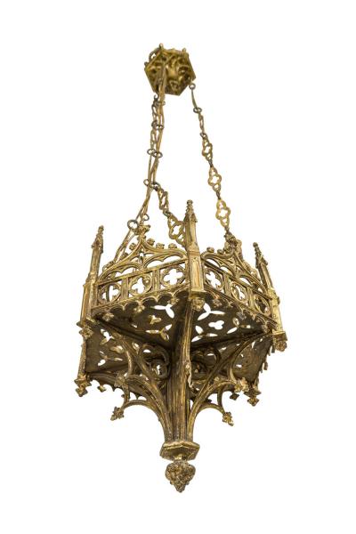 Gothic Revival Gilt Bronze Sanctuary Chandlier