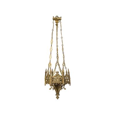 Gothic Revival Gilt Bronze Sanctuary Chandlier