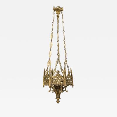 Gothic Revival Gilt Bronze Sanctuary Chandlier