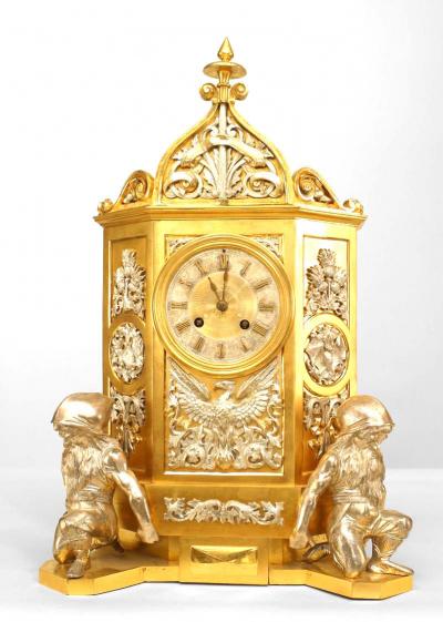 Gothic Revival Gilt Mantel Clock