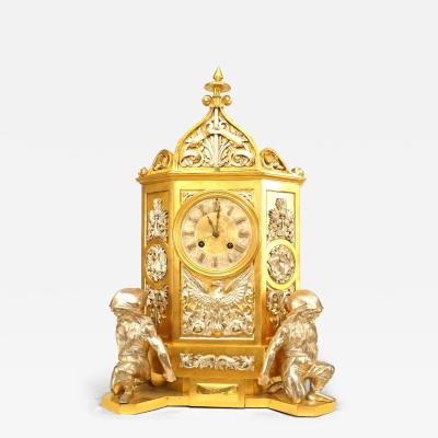 Gothic Revival Gilt Mantel Clock