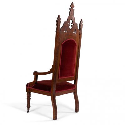 Gothic Revival Velvet Arm Chair