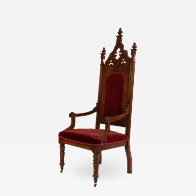 Gothic Revival Velvet Arm Chair