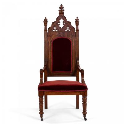 Gothic Revival Velvet Arm Chair