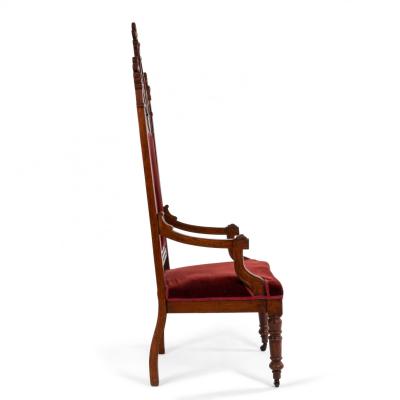 Gothic Revival Velvet Arm Chair