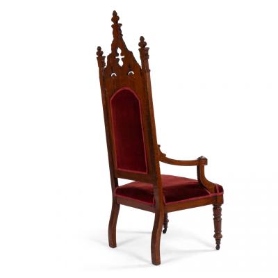 Gothic Revival Velvet Arm Chair