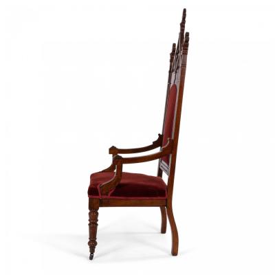 Gothic Revival Velvet Arm Chair