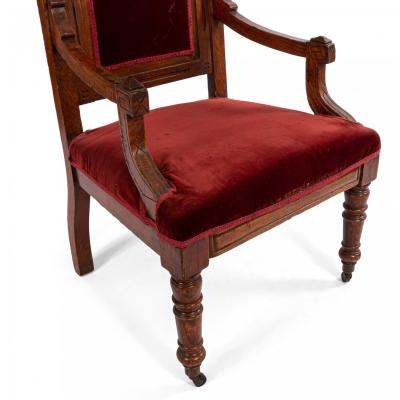 Gothic Revival Velvet Arm Chair