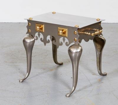 Gothic Steel and Brass Drinks Table