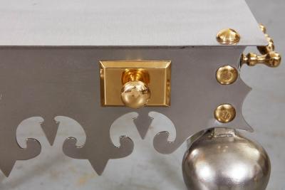 Gothic Steel and Brass Drinks Table