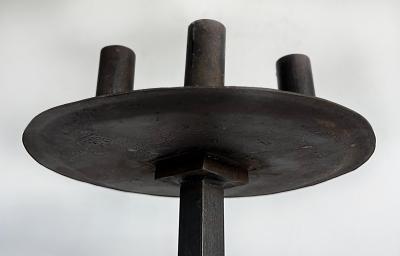 Gothic Wrought Iron Candelabras For Seven Candles Twisted Stems Tripod Bases