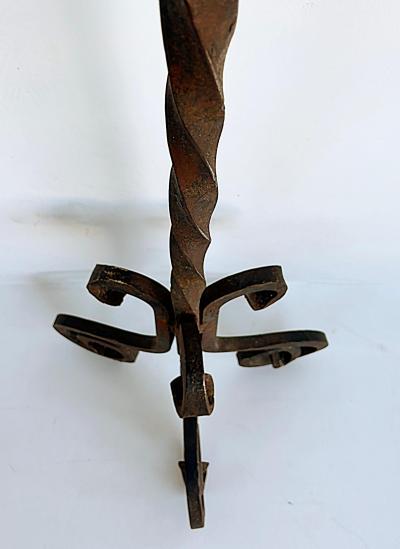 Gothic Wrought Iron Candelabras For Seven Candles Twisted Stems Tripod Bases