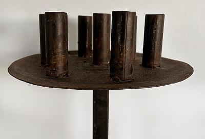 Gothic Wrought Iron Candelabras For Seven Candles Twisted Stems Tripod Bases