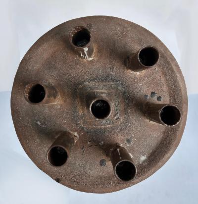 Gothic Wrought Iron Candelabras For Seven Candles Twisted Stems Tripod Bases