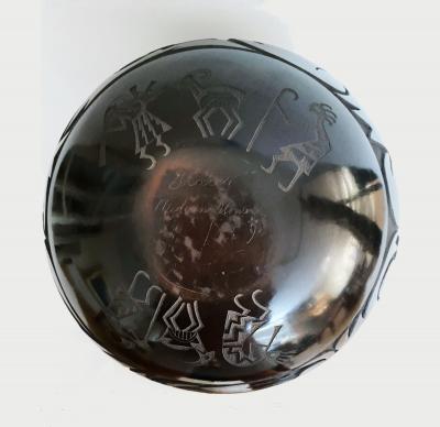 Grace Medicine Flower Santa Clara incised jar by Grace Medicine Flower