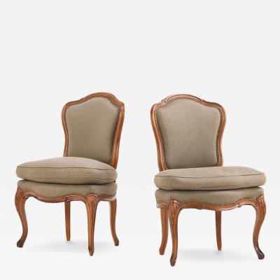 Graceful Pair of Louis XV style Side Chairs C 1930 