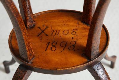 Graceful Table with Pyrographic Decoration