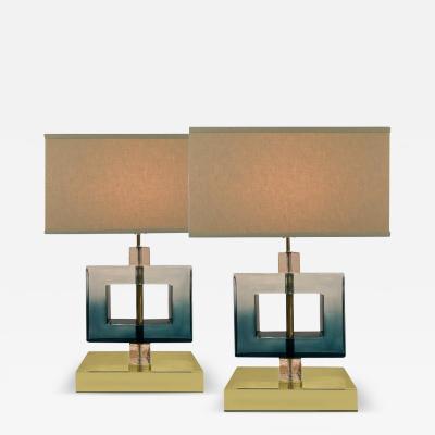 Gradient Murano Glass Square Table Lamps u