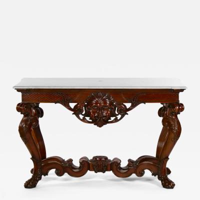 Grand Continental Rococo Style Carved Console Table