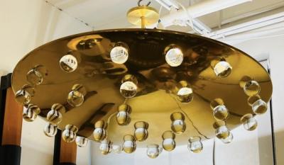 Grand French 1960s Crystal Flush Ceiling Light Midcentury