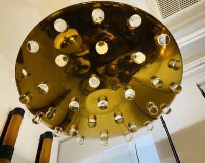 Grand French 1960s Crystal Flush Ceiling Light Midcentury