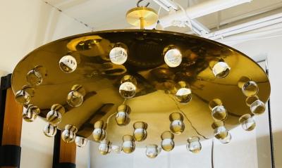 Grand French 1960s Crystal Flush Ceiling Light Midcentury