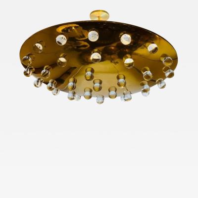 Grand French 1960s Crystal Flush Ceiling Light Midcentury