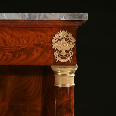 Grand French Empire Mahogany Gilt Bronze Mounted Console Table