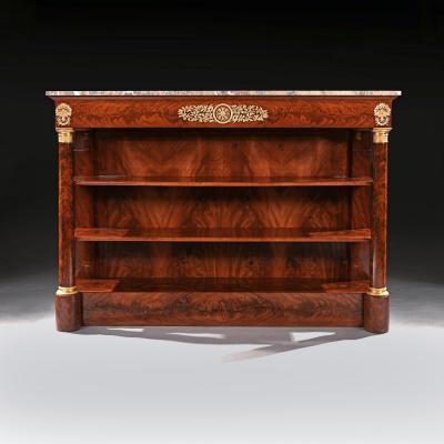 Grand French Empire Mahogany Gilt Bronze Mounted Console Table