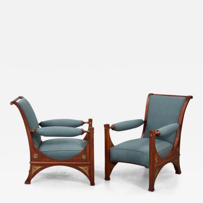 Grand Pair of Northern European Armchairs