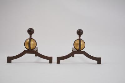 Grand Pair of Wrought Iron Andirons France ca 1950