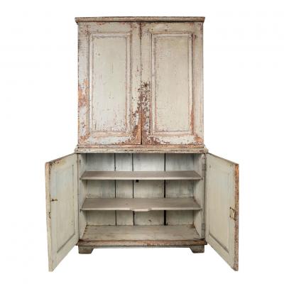 Grand Scale Green Painted Gustavian Cabinet