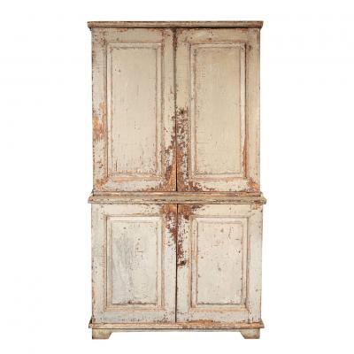 Grand Scale Green Painted Gustavian Cabinet